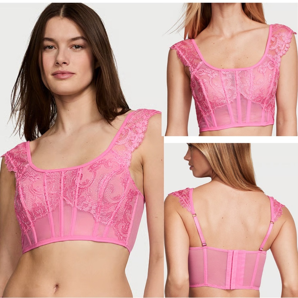 Victoria’s Secret Dream Angels Boho Floral Embroidery Cap-Sleeve Corset Top XL